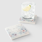 Untersetzer Wasserfarbe Blau Rosa Blütenstein (Seitenansicht)