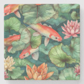 Untersetzer Wasserfarbe Koi und Lilien Stone (Vorderseite)