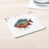 Untersetzer - Wasserfarbenserie: Piranha (angewinkelt)