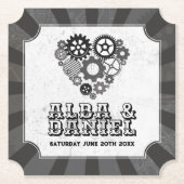 Untersetzer Wedding Steampunk Wedding Hearts Cogs (Vorderseite)