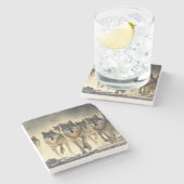 Untersetzer-Wölfe aus Marmorstein Steinuntersetzer (Seitenansicht)