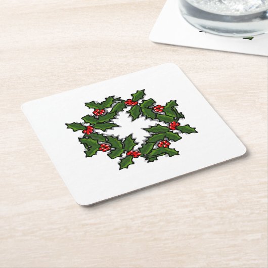 Untersetzer - Wraath of Holly Blätter and Berries (angewinkelt)