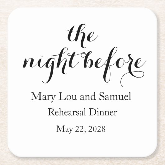 Untersetzer zum Abendessen vor der Probe (Vorderseite)