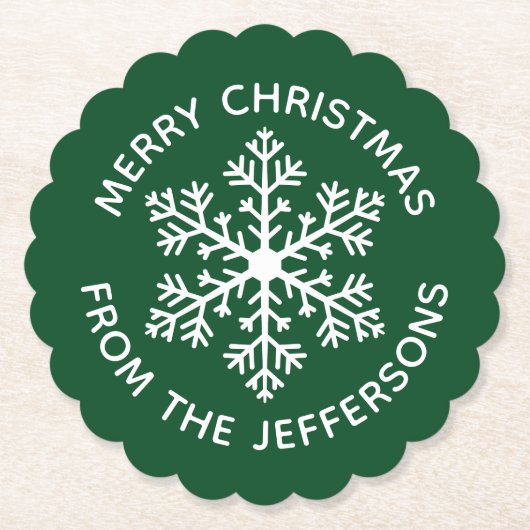 Untersetzer zum grünen Schneeflockenpapier (Vorderseite)