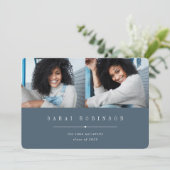 Unterstrichen | Einfache Zwei-Foto-Abschluss Ankündigung (Stehend Vorderseite)