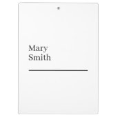 Unterstrichen Minimalistisch modern Klemmbrett (Rückseite)