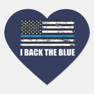 Unterstütze das Blau Dünne blaue Linie USA-Flagge  Herz-Aufkleber