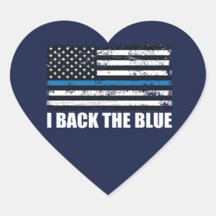 Unterstütze das Blau Dünne blaue Linie USA-Flagge  Herz-Aufkleber
