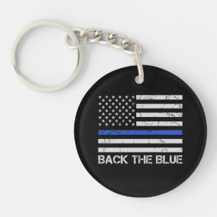 Unterstütze das Blau Polizeischlüsselanhänger Schlüsselanhänger