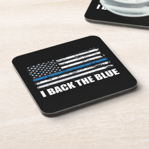Unterstütze das dünne blaue Band USA-Flagge MAGA W Getränkeuntersetzer