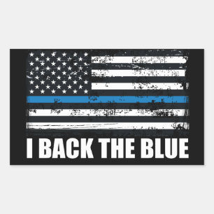 Unterstütze das dünne blaue Band USA-Flagge MAGA W Rechteckiger Aufkleber
