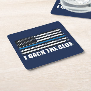 Unterstütze das dünne blaue Band USA-Flagge MAGA W Rechteckiger Pappuntersetzer
