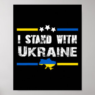 Unterstütze ich stehe mit Ukraine-Flagge amerikani Poster