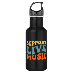 Unterstütze Live-Musik - Retro-Typografie-Band Mer Edelstahlflasche
