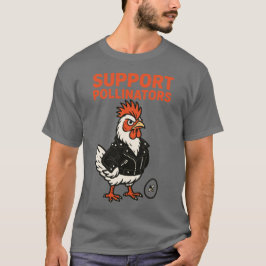 Unterstütze Polinators Cooler Hahn in Ledermantel T-Shirt