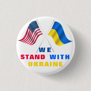 Unterstütze Ukraine Buttons USA und ukrainische Fl
