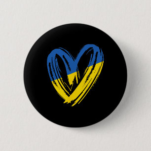 Unterstütze Ukraine Flagge Herz Anti Krieg Frieden Button