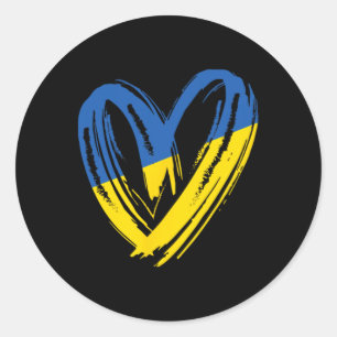 Unterstütze Ukraine-Flagge Herz Anti-Krieg Frieden Runder Aufkleber