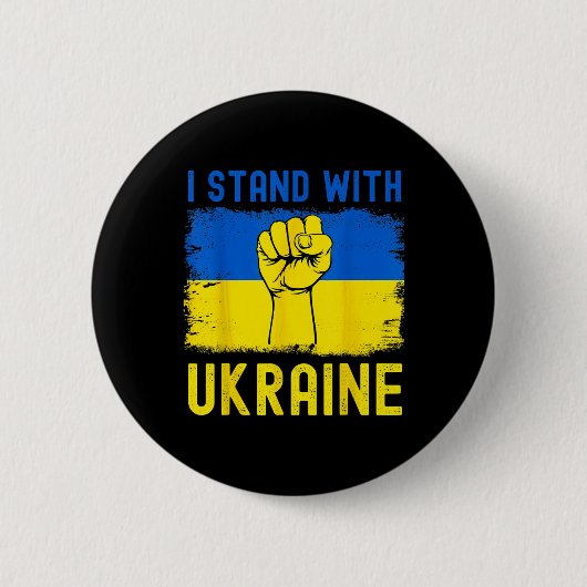 Unterstütze Ukraine-Flagge Ich stehe mit Ukraine Button (Vorderseite)