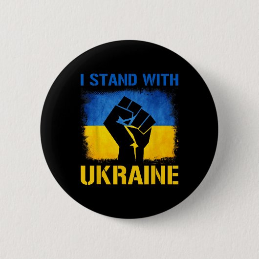 Unterstütze Ukraine-Flagge Ich stehe mit Ukraine  Button (Vorderseite)