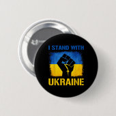 Unterstütze Ukraine-Flagge Ich stehe mit Ukraine  Button (Vorne & Hinten)