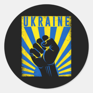 Unterstütze Ukraine Hand Fist Ukraine Widerstehen Runder Aufkleber