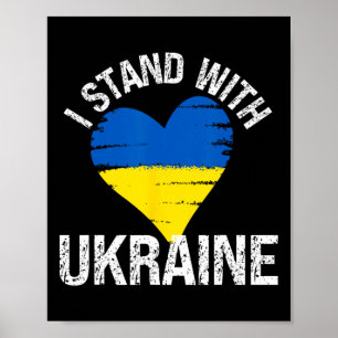 Unterstütze Ukraine Herz Flagge Stehe mit Ukraine Poster
