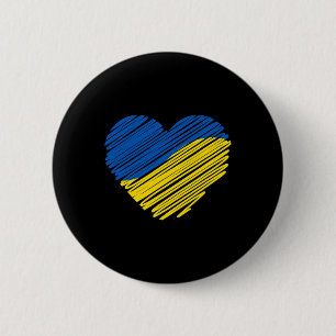 Unterstütze Ukraine Herz Ukrainische Flagge Button