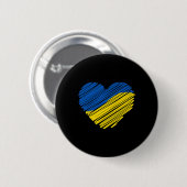 Unterstütze Ukraine Herz Ukrainische Flagge Button (Vorne & Hinten)