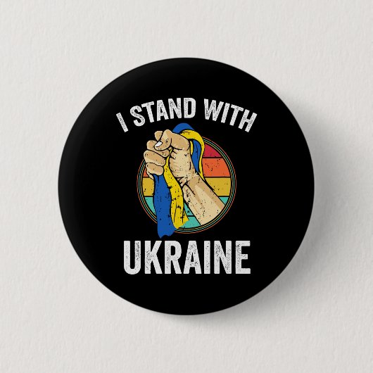 Unterstütze Ukraine Ich stehe mit Ukraine Retro Uk Button (Vorderseite)