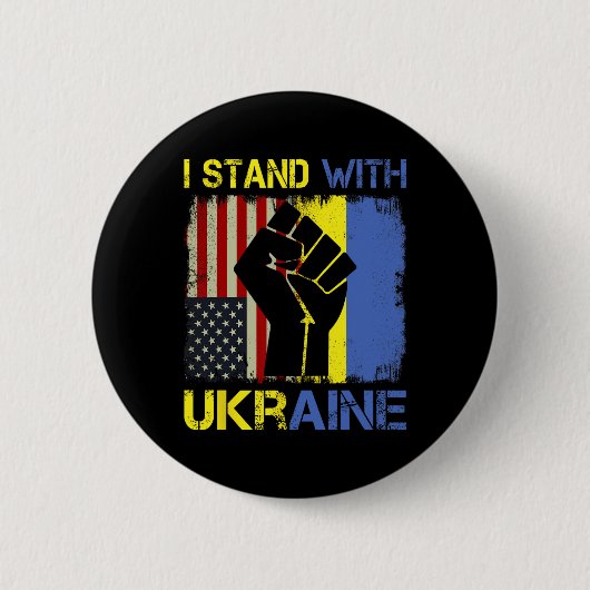 Unterstütze Ukraine Ich stehe mit Ukraine Ukrainis Button (Vorderseite)