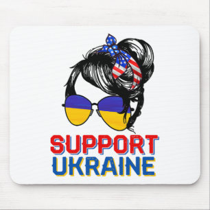 Unterstütze Ukraine-Shirt Frau Flagge Amerikanisch Mousepad