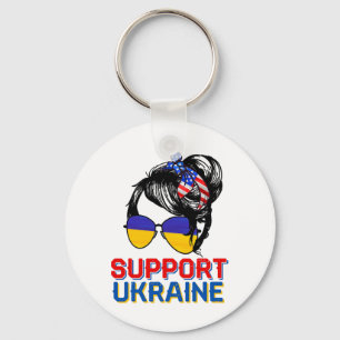 Unterstütze Ukraine-Shirt Frau Flagge Amerikanisch Schlüsselanhänger