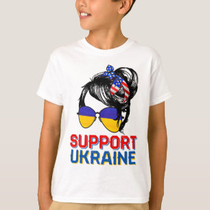 Unterstütze Ukraine-Shirt Frau Flagge Amerikanisch T-Shirt
