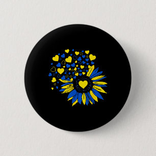 Unterstütze Ukraine Sonnenblume Ukrainische Flagge Button