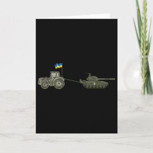 Unterstütze Ukraine Trecker zieht einen Russen Karte
