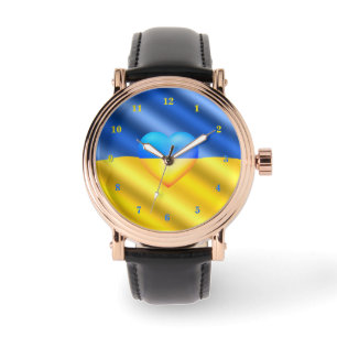 Unterstütze Ukraine Uhr Ukrainische Flagge Herz