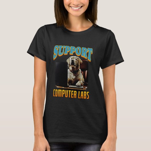 Unterstützen Sie Computer-Labrador Labrador Retrie T-Shirt (Vorderseite)