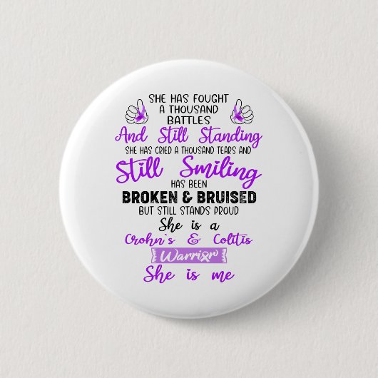 Unterstützen Sie Crohn's & Colitis Kriegergeschenk Button (Vorderseite)