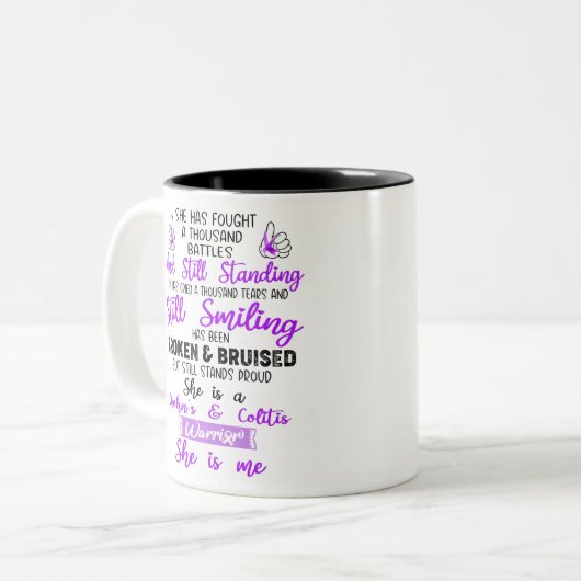 Unterstützen Sie Crohn's & Colitis Kriegergeschenk Zweifarbige Tasse (Vorderseite Links)