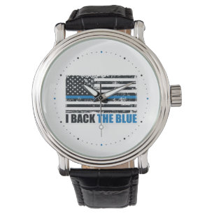 Unterstützen Sie die blaue dünne blaue Linie Armbanduhr