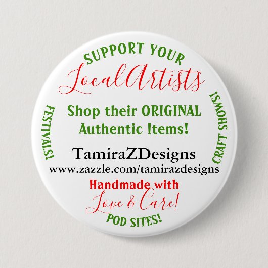 Unterstützen Sie die POST-Round-Button-Buttone Ihr Button (Vorderseite)