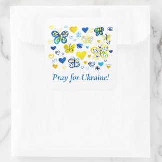Unterstützen Sie die Ukraine! Wasserhärten und Sch Quadratischer Aufkleber