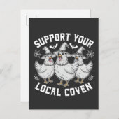 Unterstützen Sie Ihr lokales Coven Rooster Hallowe Ankündigungspostkarte (Vorne/Hinten)