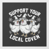 Unterstützen Sie Ihr lokales Coven Rooster Hallowe Fensteraufkleber (Blatt)