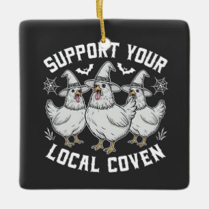 Unterstützen Sie Ihr lokales Coven Rooster Hallowe Keramikornament