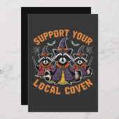 Unterstützen Sie Ihr lokales Coven Spooky Raccoon  Einladung (Vorne/Hinten)