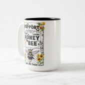 Unterstützen Sie Ihre Honigbiene vor Ort Zweifarbige Tasse (Vorderseite Links)