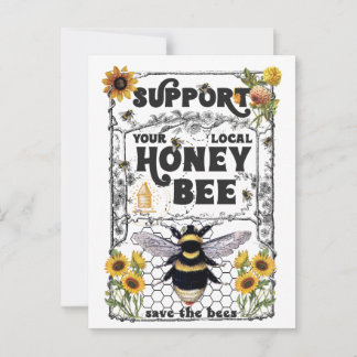 Unterstützen Sie Ihre Honigbienen vor Ort - die Bi Postkarte