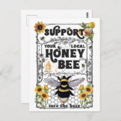 Unterstützen Sie Ihre Honigbienen vor Ort - die Bi Postkarte (Vorne/Hinten)
